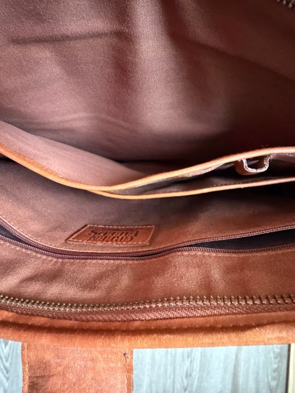 Vintage Leather Briefcase | Green Fields | Tan